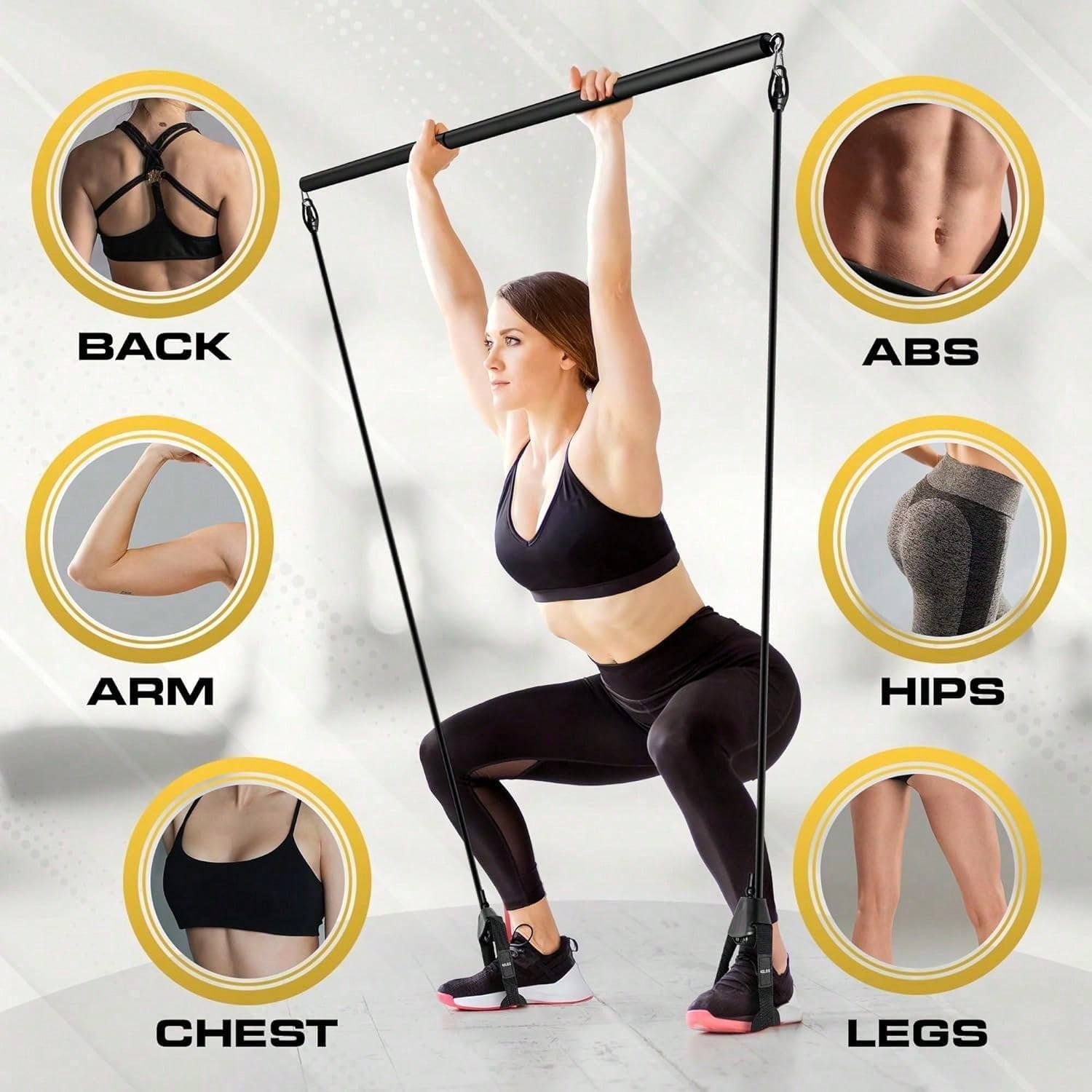 Pilates Bar Kit with Resistanc - Pilates Bar Kit With Resistance Bands ulasan dan harga