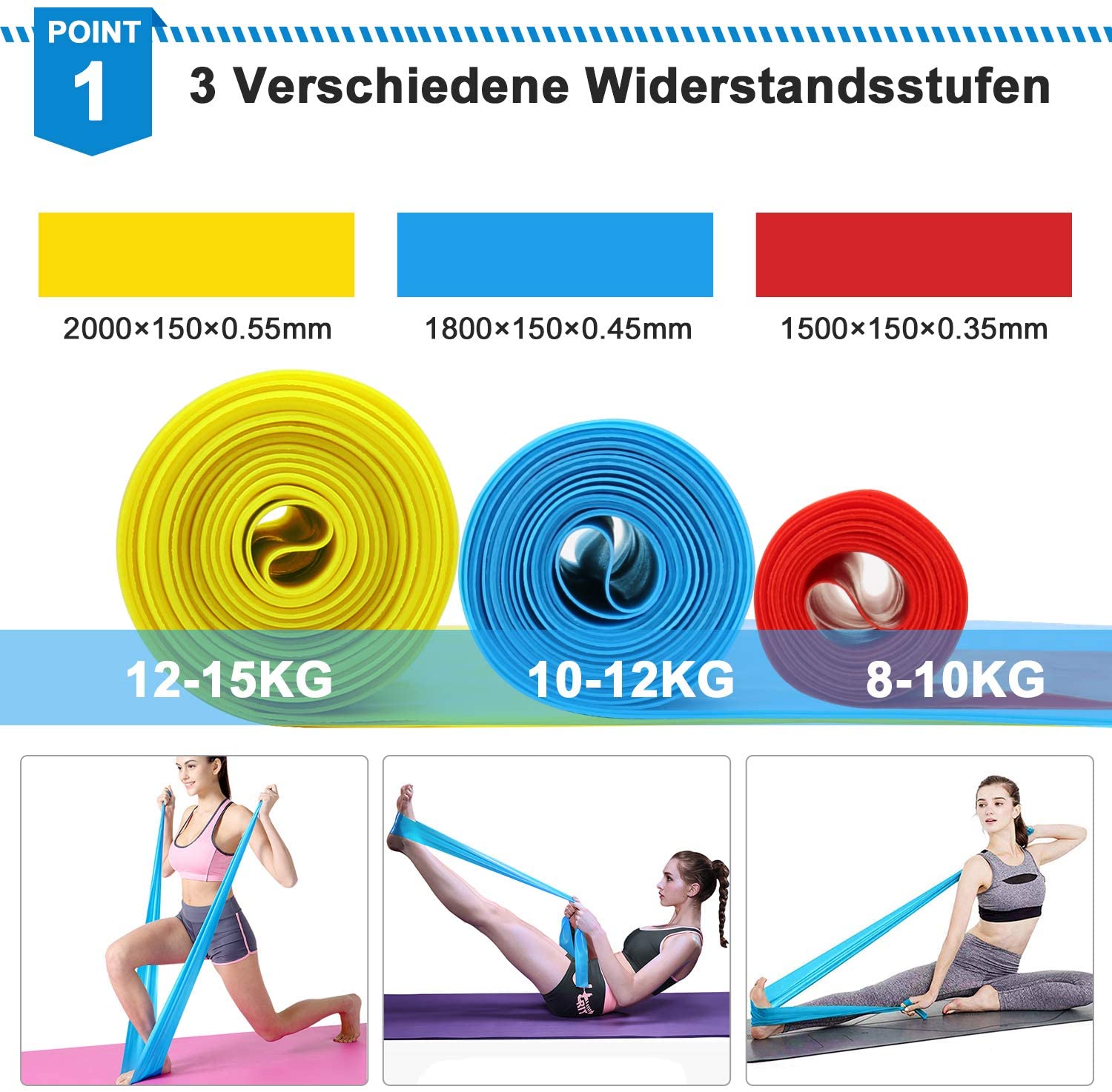 Elastic Fitness Bands 3Pcs Res - Pilates Bar Kit With Resistance Bands ulasan dan harga