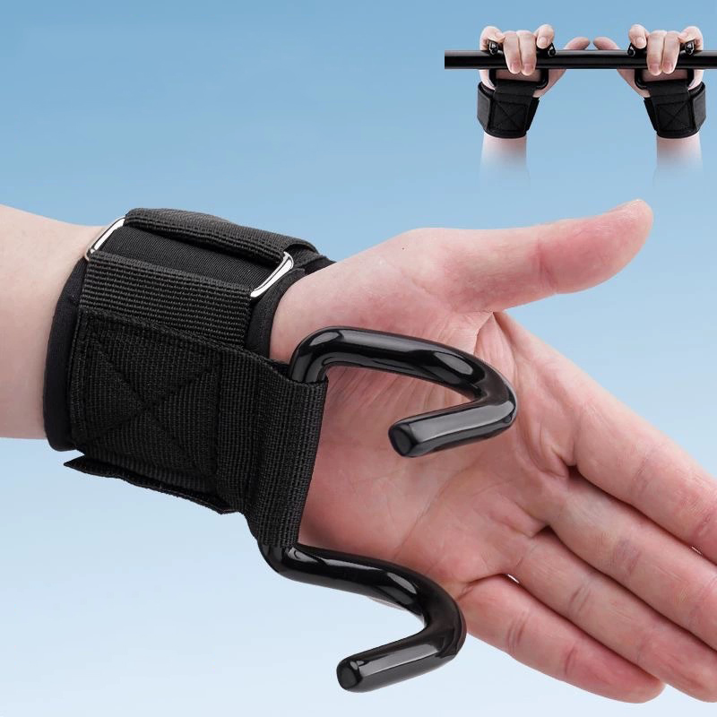 1PairWeight Lifting Hook Grips - Wrist Wraps Weightlifting Support ulasan dan harga
