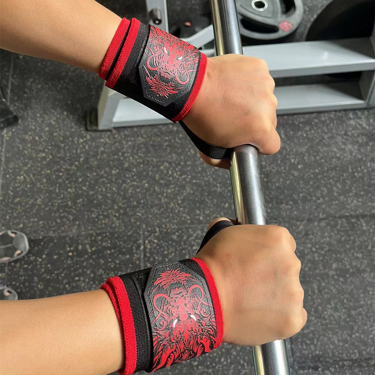 1Pair Chinese Dragon Fitness W - Wrist Wraps Weightlifting Support ulasan dan harga
