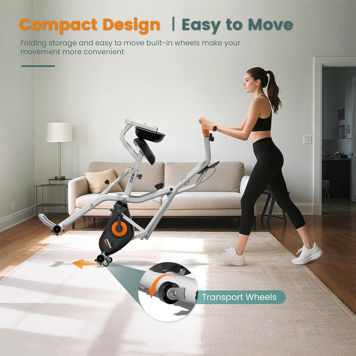 Pooboo Foldable 2-in-1 Exercis - Exercise Bike Magnetic Resistance ulasan dan harga